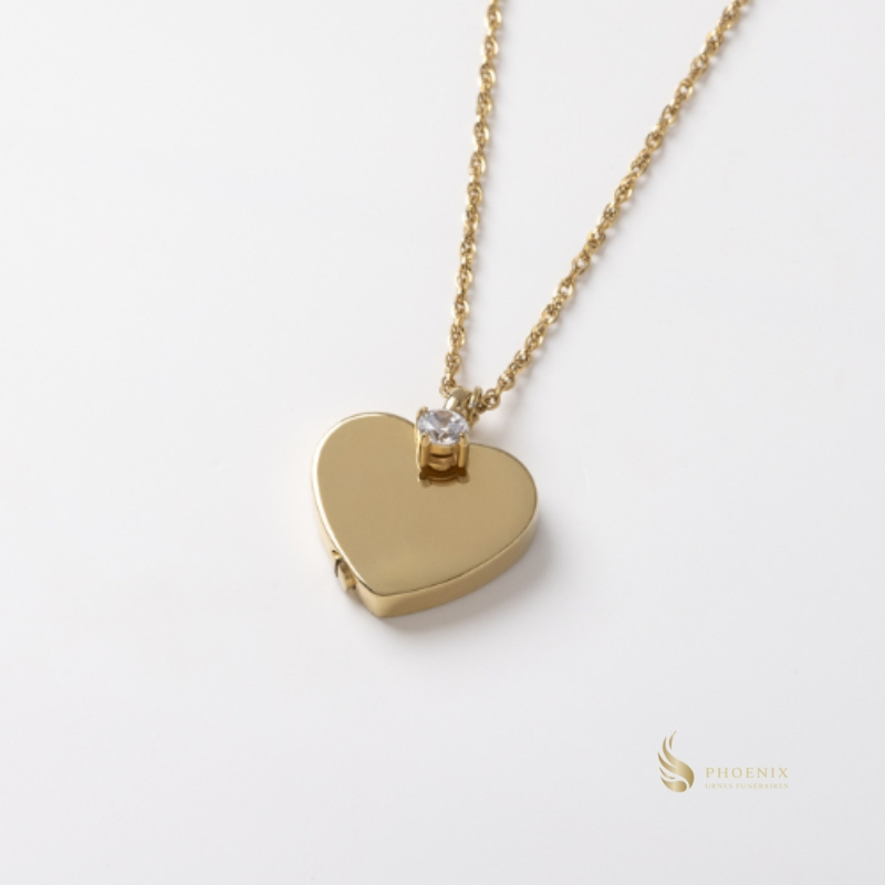 Cremation jewellery - Gold heart pendant necklace